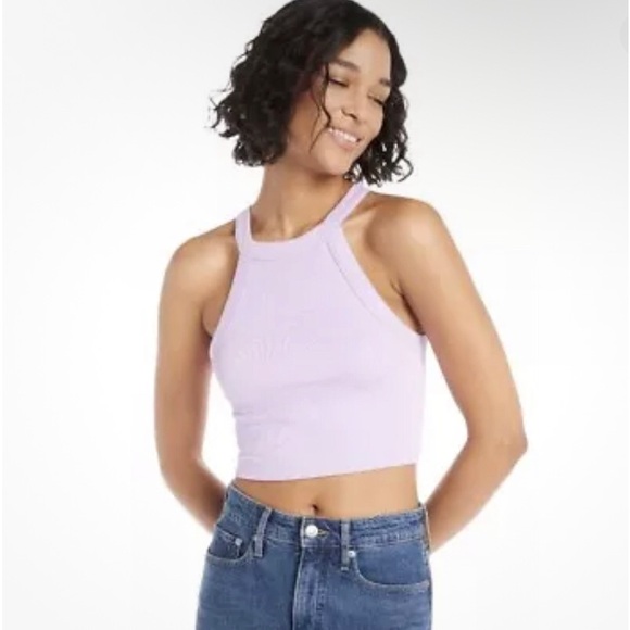 NO BOUNDARIES Cropped Tank Top Size Small 4-6 Juniors Ribbed Stretch Lilac NWOT - Picture 1 of 6